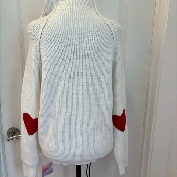 NWT Chicwish Heart And Soul Patched Knit Sweater in White - L/XL